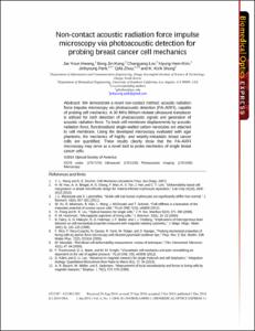 Non-contact acoustic radiation force impulse microscopy via photoacoustic detection for probing breast cancer cell mechanics