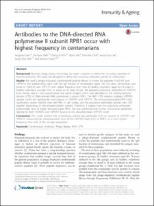 Antibodies to the DNA-directed RNA polymerase II subunit RPB1 occur with highest frequency in centenarians