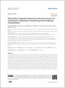 3D-printed magnetic-based air pressure sensor for continuous respiration monitoring and breathing rehabilitation