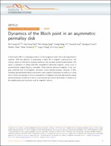 Dynamics of the Bloch point in an asymmetric permalloy disk