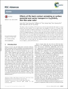 Effects of Mo back-contact annealing on surface potential and carrier transport in Cu2ZnSnS4 thin film solar cells