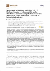 Performance Degradation Analysis of c-Si PV Modules Mounted on a Concrete Slab under Hot-Humid Conditions Using Electroluminescence Scanning Technique for Potential Utilization in Future Solar Roadways