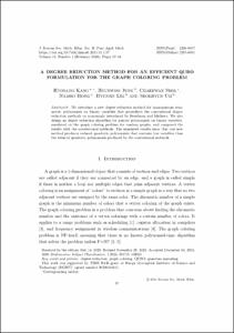 A Degree Reduction Method for an Efficient QUBO Formulation for the Graph Coloring Problem