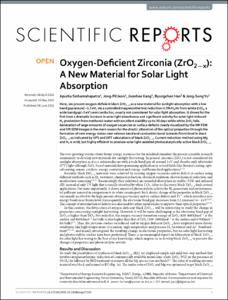 Oxygen-Deficient Zirconia (ZrO2-x): A New Material for Solar Light Absorption
