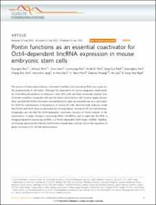 Pontin functions as an essential coactivator for Oct4-dependent lincRNA expression in mouse embryonic stem cells